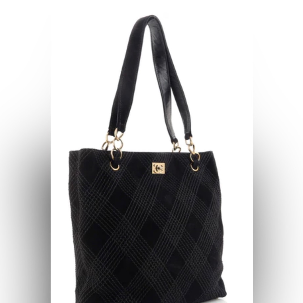 AUTHENTIC CHANEL BLACK SUEDE TOTE BAG